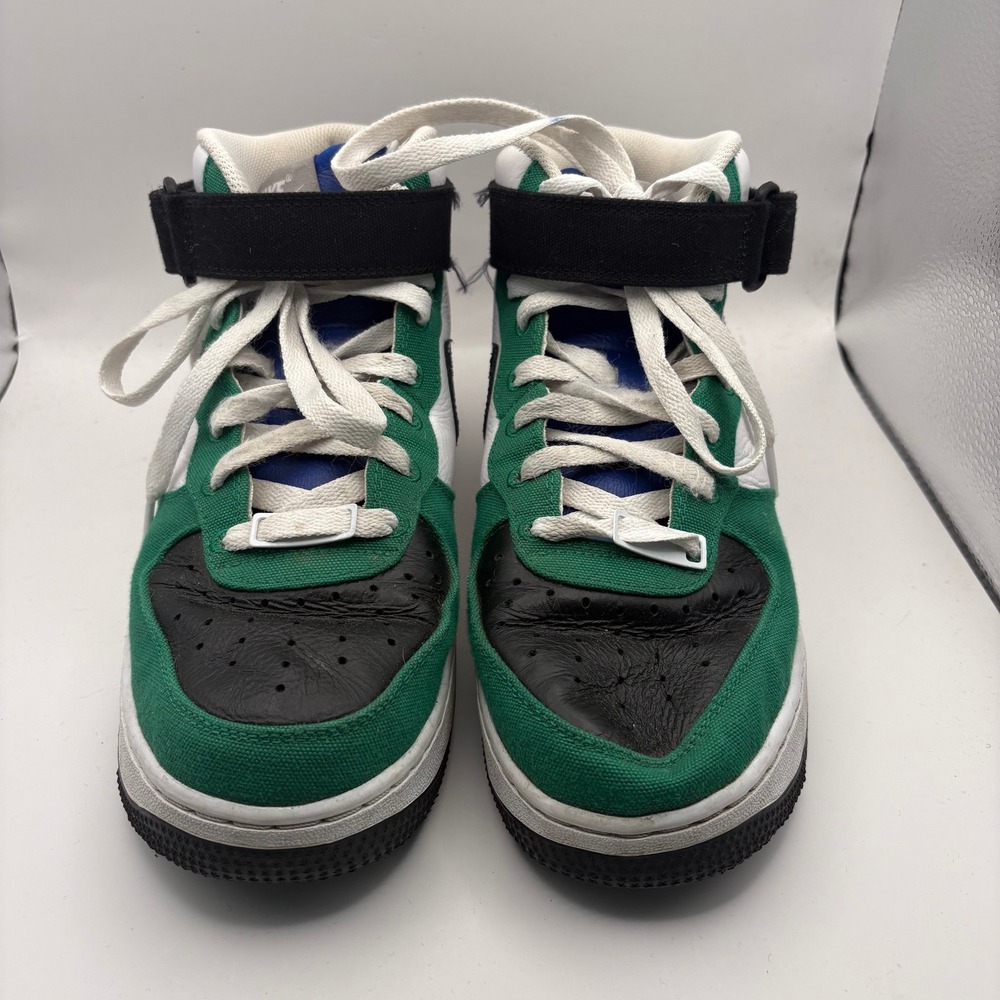Nike Air Force 1 Mid Pine Green Black White Canvas Leather DZ3640-900 Mens 7